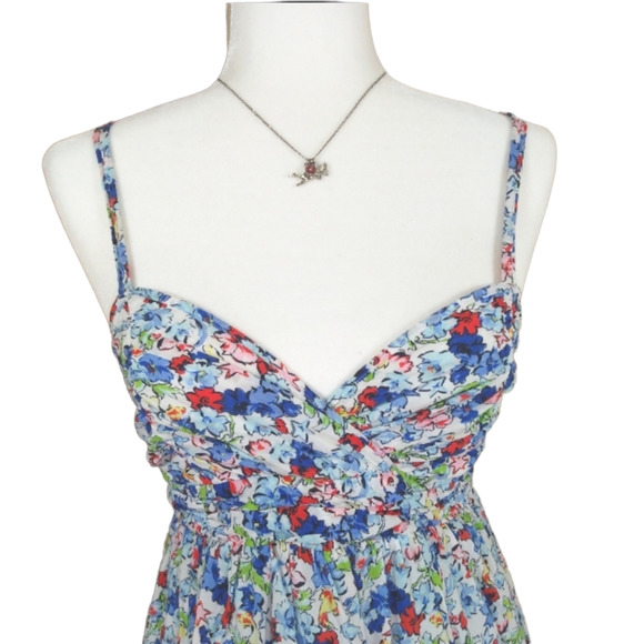 Abercrombie & Fitch Watercolor Floral & Tulle Thin Strap Summer Dress Size Small - Picture 3 of 12